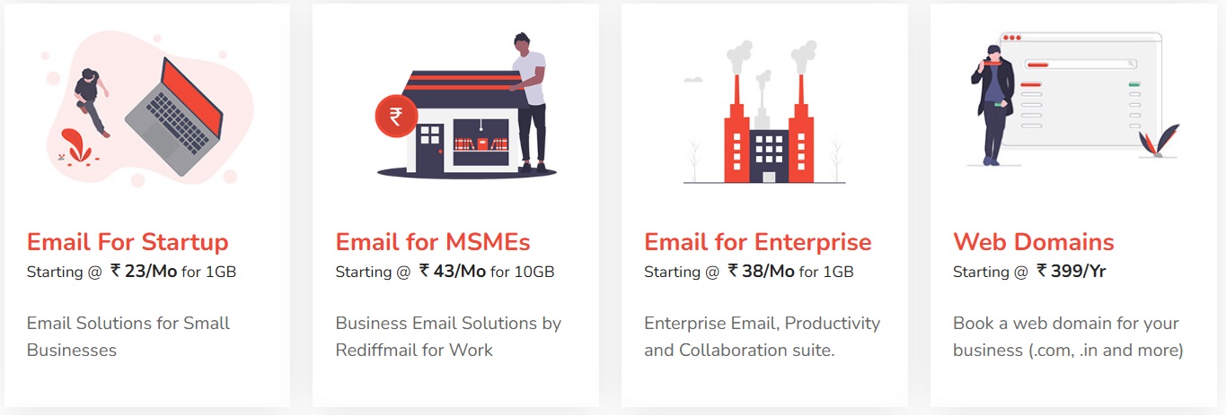 Rediffmail Pro Pricing and Services